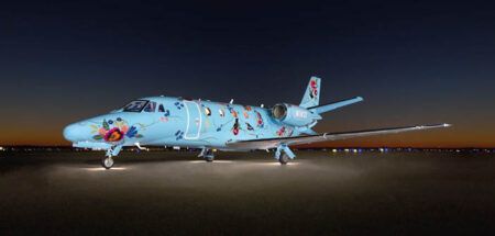 This Citation 560XLS completed at Duncan Aviation features the art of Nancy Friedemann Sánchez