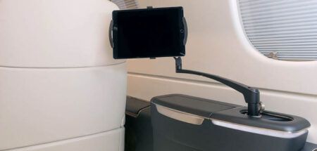 The Ingenio cabin tablet arm as deployed on an Embraer Praetor 500