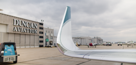 Duncan Aviation made the landmark winglet installation on a Falcon 900EX