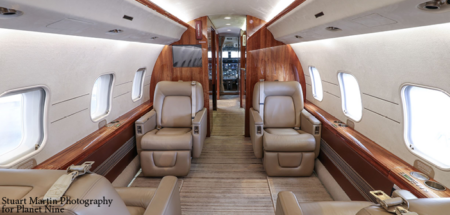 Planet 9's new managed Global Express seats up to 13 passengers and accommodates six for sleeping