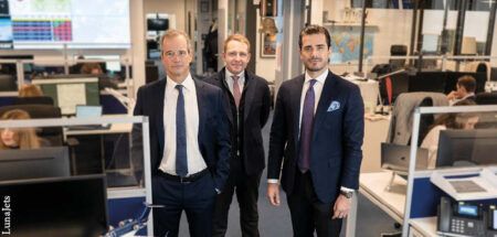 Left to right: Eymeric Segard, CEO of LunaJets; Guillaume Launay, director of sales; and Alain Leboursier, managing director. Image: LunaJets