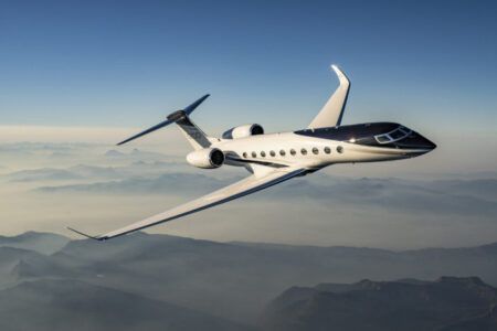 The Gulfstream G700 aircraft in flight