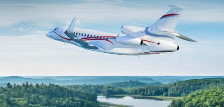 The Dassault Falcon 7X. Satcom Direct’s Plane Simple Ku-band terminal has been certified for the aircraft.