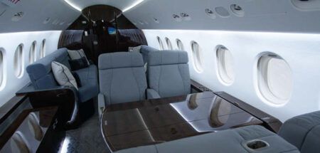 Interior view of the Falcon 900EX transformed by Duncan Aviation