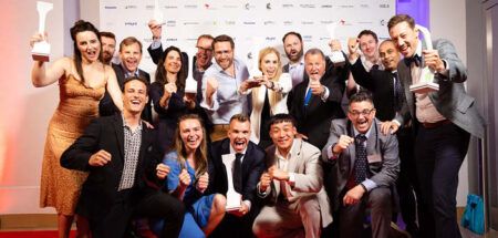 Group photo of the winners of the 2023 Crystal Cabin Awards