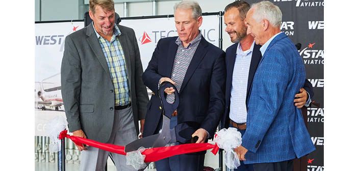The ribbon-cutting ceremony for the opening of West Star Aviation's Chattanooga facility expansion