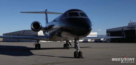 Exterior shot of the G550 refurbished by West Star Aviation