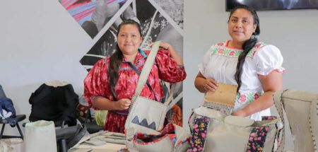 Rosanta Chávez Silva and Silvia Flores Martínez with goods created in the programme