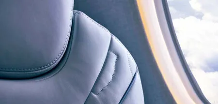 Close-up of aircraft seat