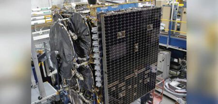 satellite in test facility