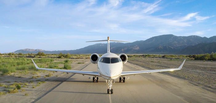 Challenger 3500 business jet on runway