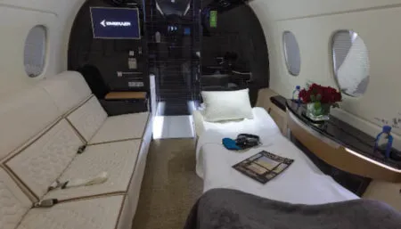Screenshot of Praetor interior with seats converted to bed