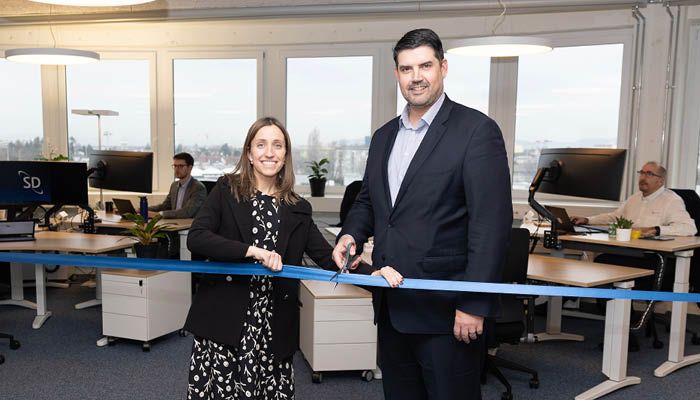 Ribbon cutting in office