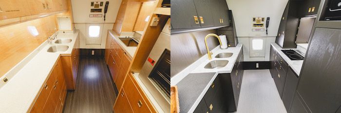 Before and after shot of the galley