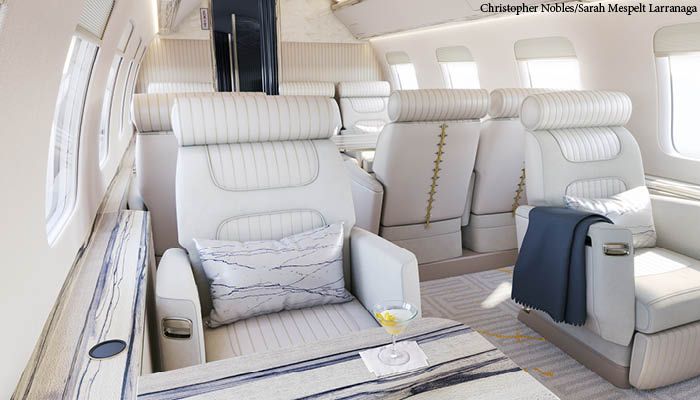 Global 7500 interior - white seats