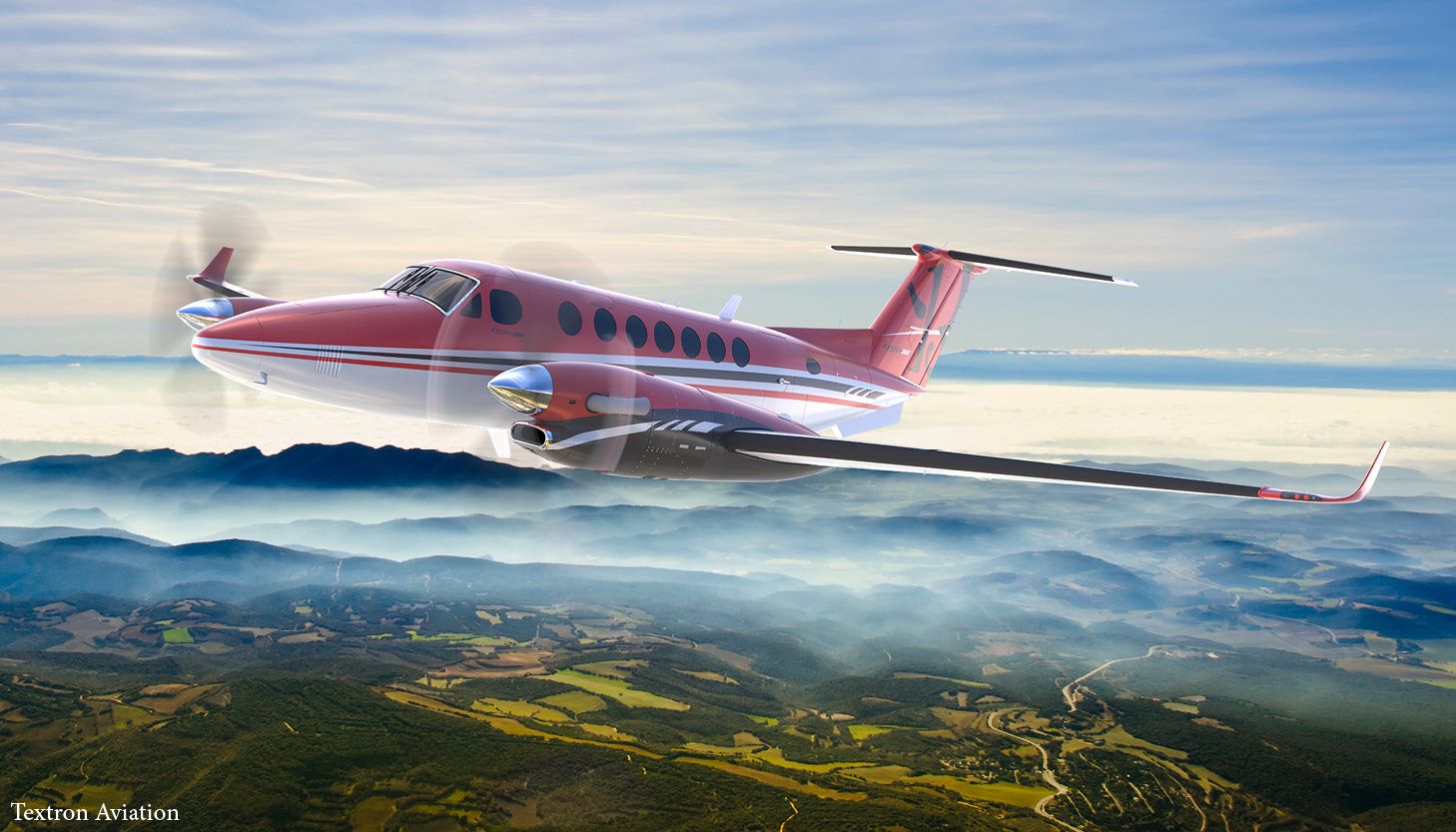 Visualisation of Beechcraft King Air Crimson Edition in flight