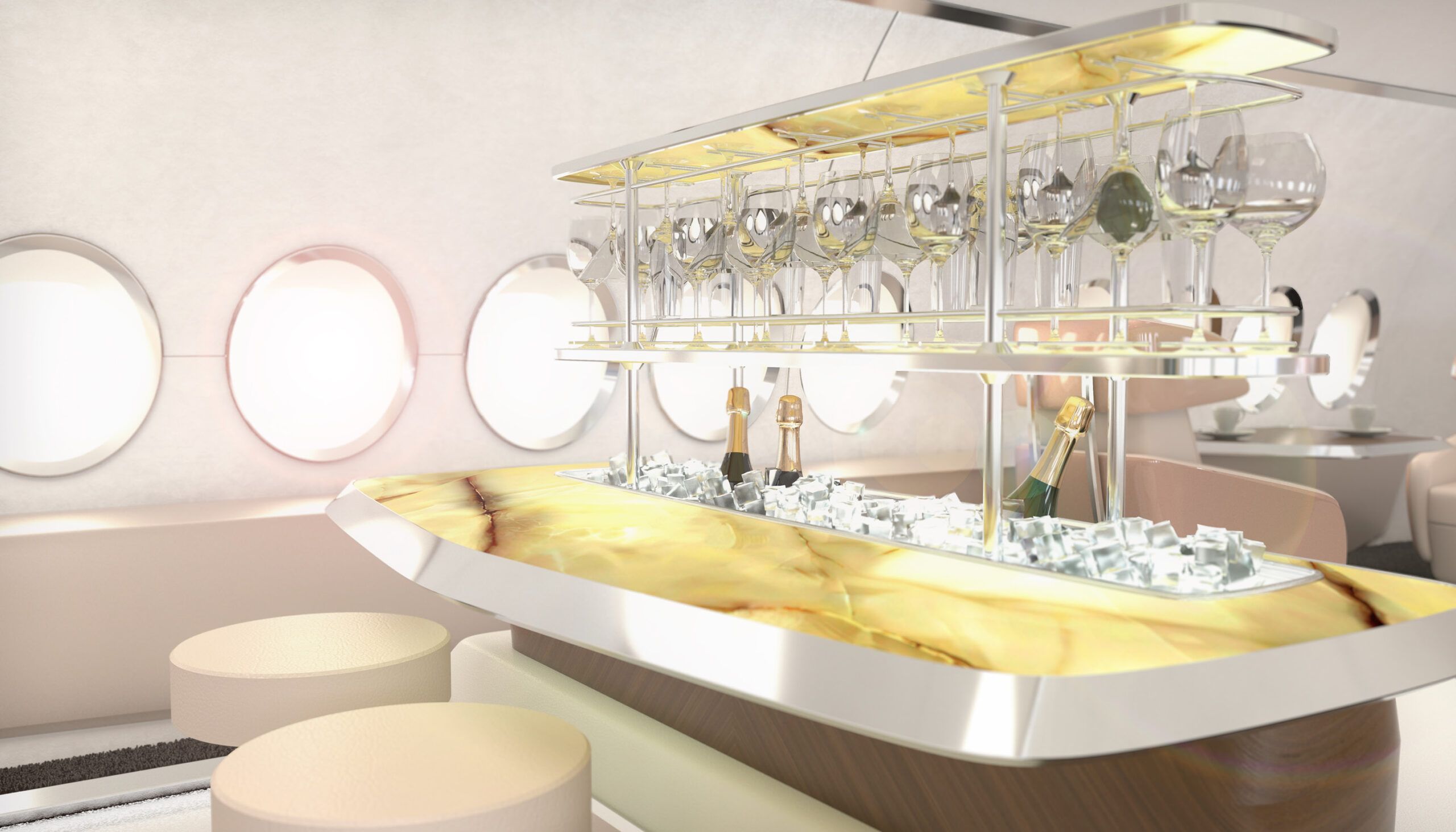 BBJ Max 7 concept interior - champagne bar