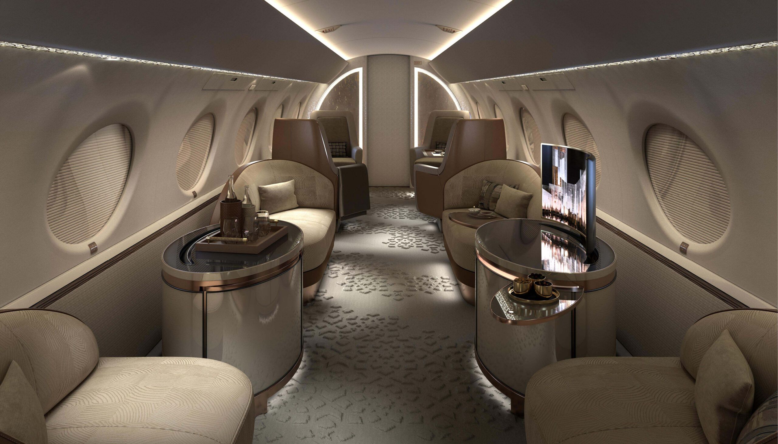 G650 interior - night scene