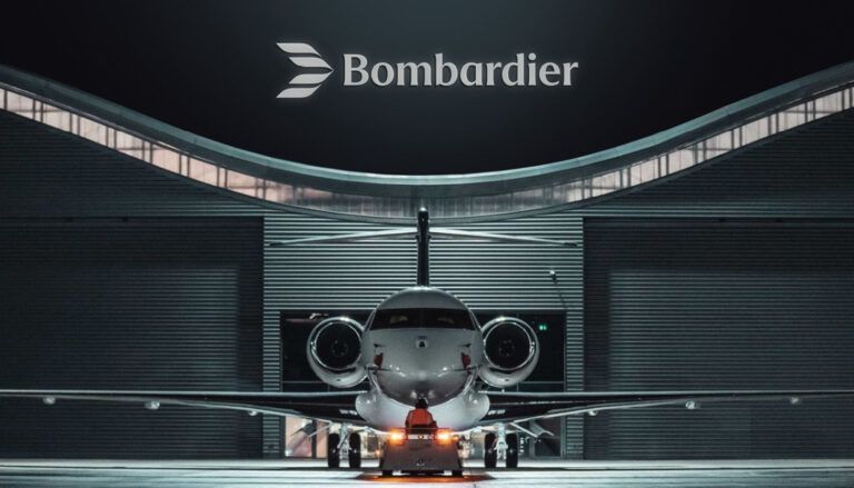 aircraft in front of Bombardier facility