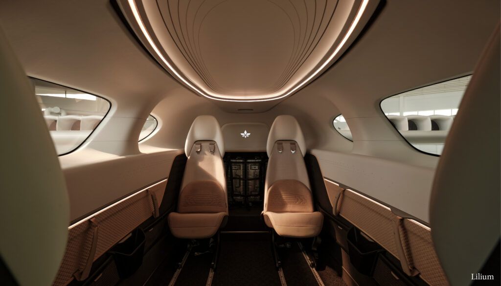 Lilium Jet cabin showing two seats and ceiling dome