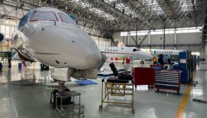 aircraft in hangar facility