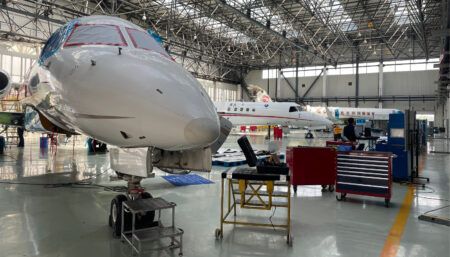 aircraft in hangar facility