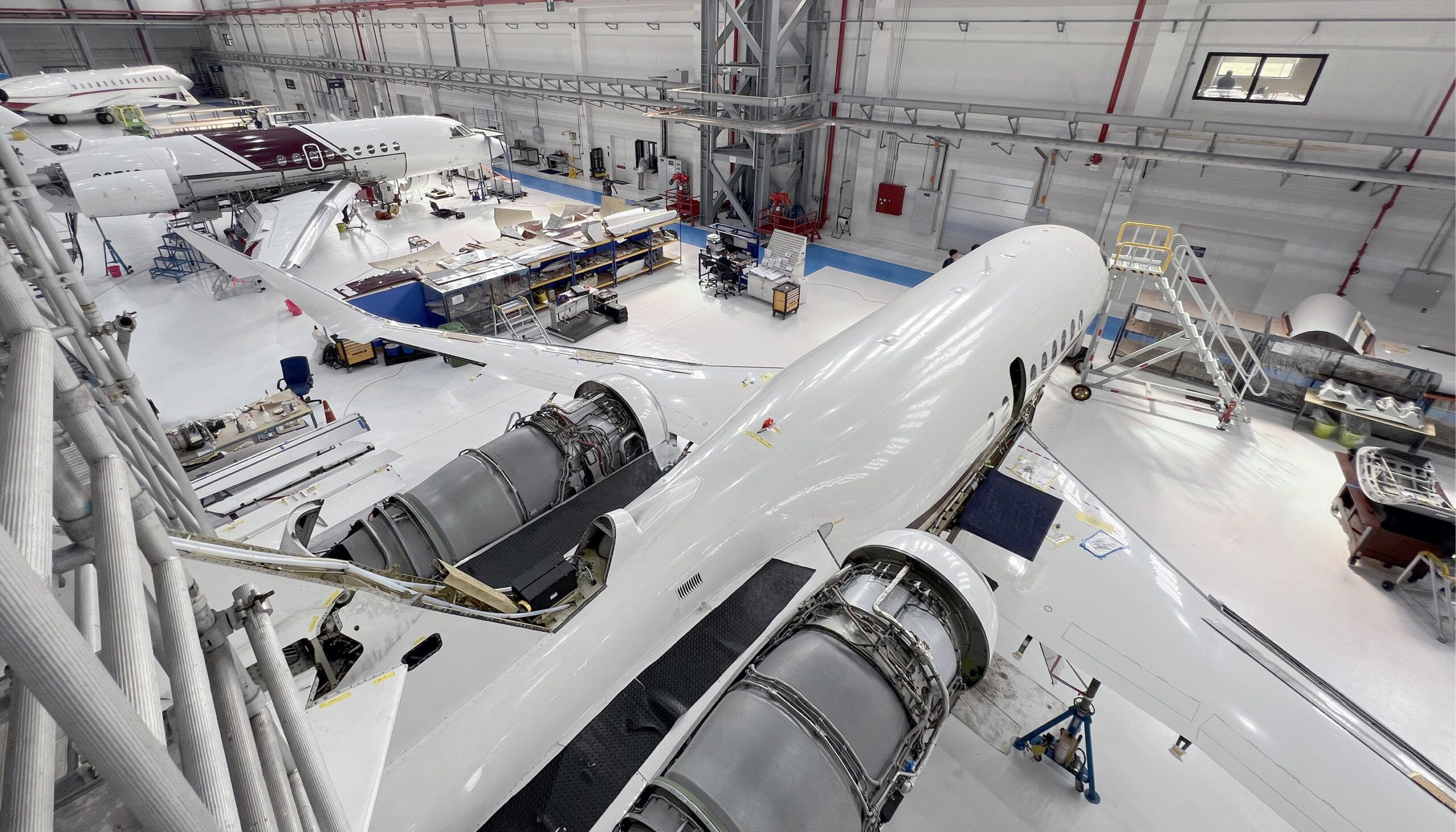 business jets in hangar facility