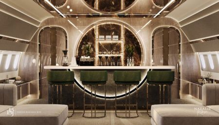 coffee bar on luxury aircraft