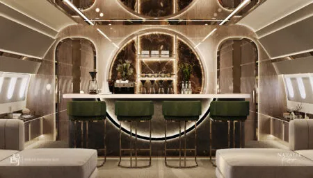 coffee bar on luxury aircraft