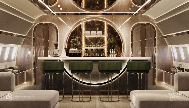 coffee bar on luxury aircraft