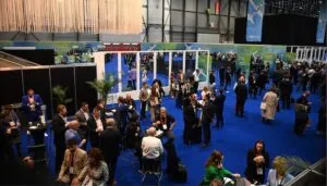 busy tradeshow floor