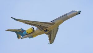 business jet in flight