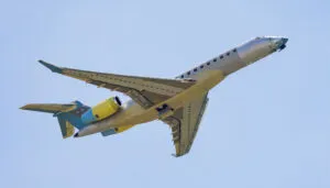 business jet in flight