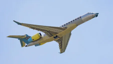 business jet in flight