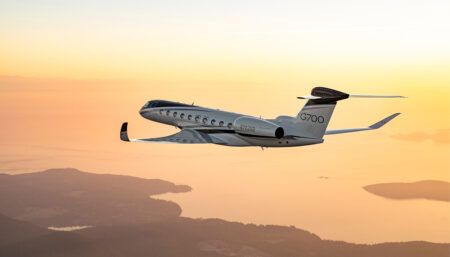 Gulfstream G700 business jet in flight