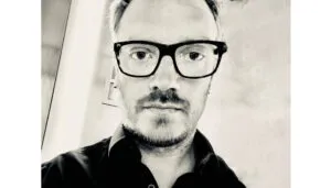 Black and white portrait of man