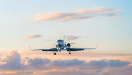 Private jet in flight