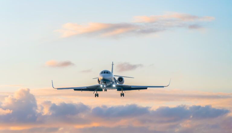 Private jet in flight