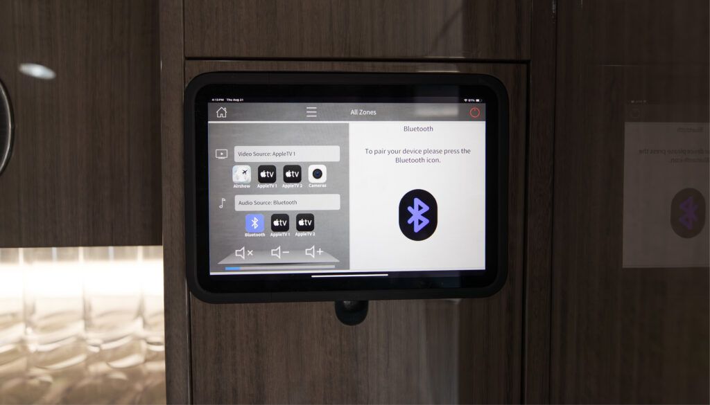 CMS touchscreen showing Bluetooth pairing interface