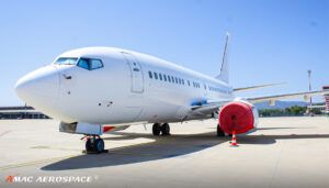 White BBJ 737 on tarmac