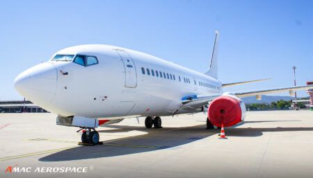 White BBJ 737 on tarmac