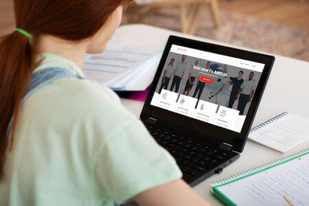 Student using AMELIA digital learning platform