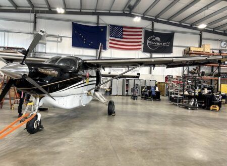 Silver Sky Aviation facility with Kodiak aircraft inside