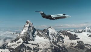 Cessna Citation CJ3 Gen2 in flight over mountains