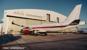 Aircraft outside AMAC Aerospace hangar