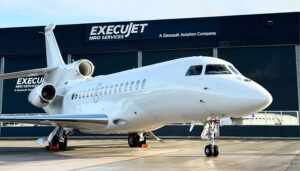 Falcon 8X parked at ExecuJet MRO facility