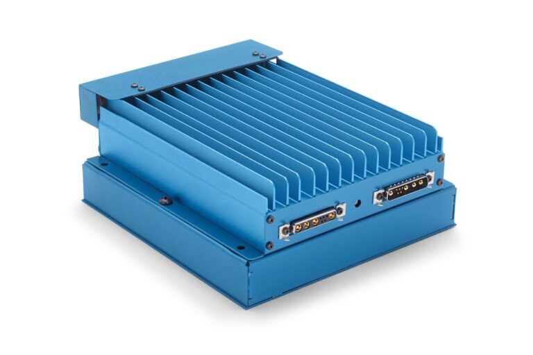 Blue rectangular True Blue Power TC800 Series AC-to-DC converter unit on a white background