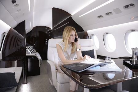 Gogo announces STC approval for Dassault Falcon 7X/8X Woman using a mobile phone onboard a private jet